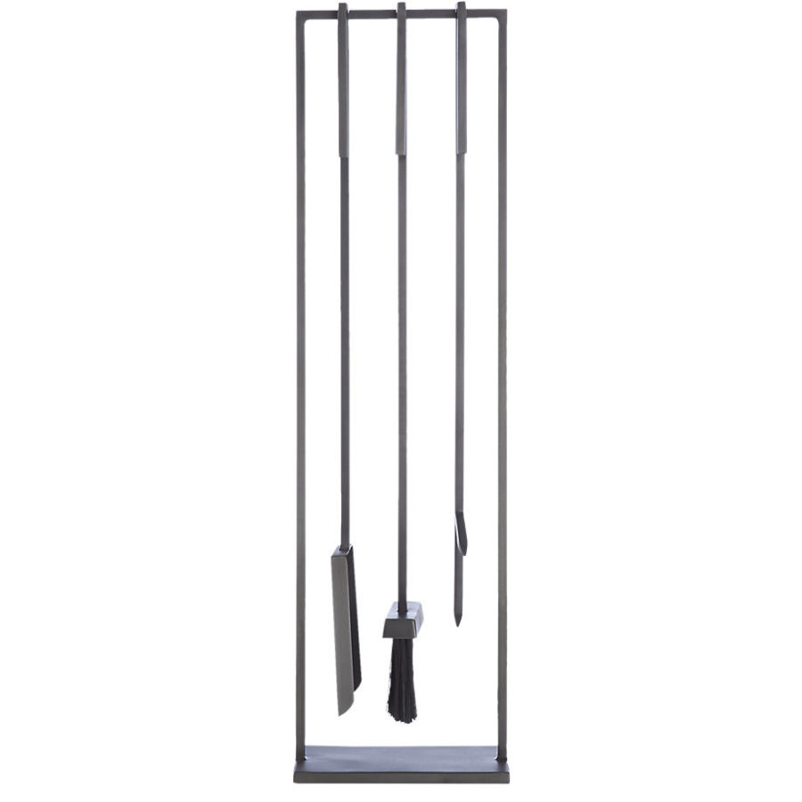 3-Piece Bend Gunmetal Standing Fireplace Tool Set